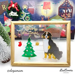 DOG.AM ガラスフレーム　クリスマスツリー　バーニーズ 1枚目の画像