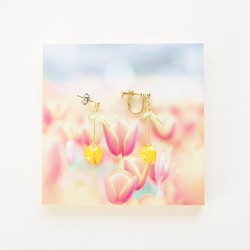 [鬱金香x橙色-滿*綻放-]裝飾春天的耳環*用照片裝飾面板！ 第1張的照片