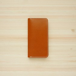牛革 iPhone8/iPhone7カバー  ヌメ革  レザーケース  手帳型  キャメルカラー 1枚目の画像