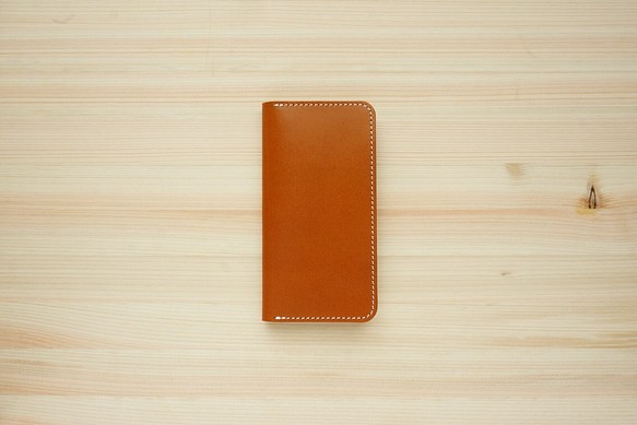 牛革 iPhone8/iPhone7カバー  ヌメ革  レザーケース  手帳型  キャメルカラー 1枚目の画像