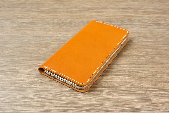 牛皮 iPhone XR 保護套鞣製皮革皮套筆記本型駝色 第1張的照片