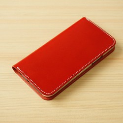 牛皮 iPhone 11 Pro Max 保護套鞣製皮革皮套筆記本型紅色 第1張的照片