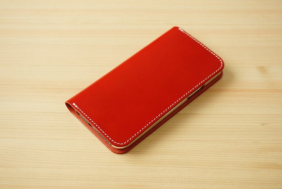 牛皮 iPhone 11 Pro Max 保護套鞣製皮革皮套筆記本型紅色 第1張的照片