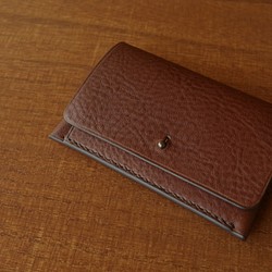 【受注生産】Italian leather Business Card Case（ギボシタイプ）／choco 1枚目の画像