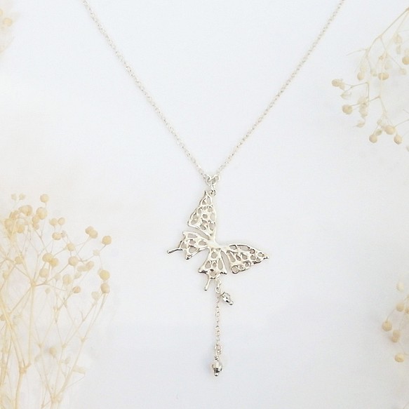 Stardust Butterfly(アゲハ蝶のネックレスA)(silver) - onayetiket.com