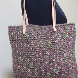 段染の麻糸で編んだトートバッグ（送料無料） 1枚目の画像