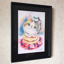 オイルパステル原画 パンケーキ猫（送料無料） イラスト R 通販