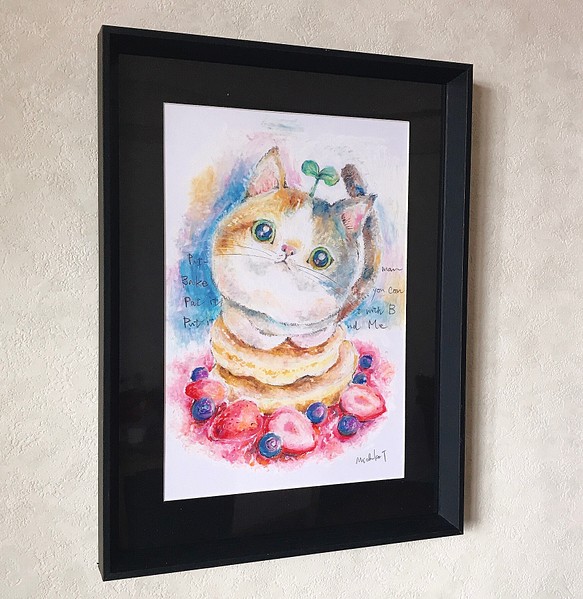 オイルパステル原画 パンケーキ猫（送料無料） イラスト R 通販