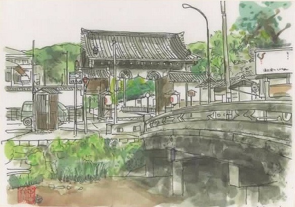 「水彩画ミニアート」京都　知恩院古門 1枚目の画像