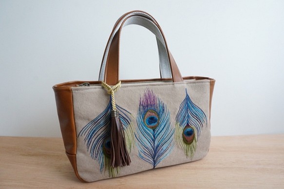 【Sale】１点物Bag：日本の伝統工芸刺繍×レザーとのコラボBag 1枚目の画像