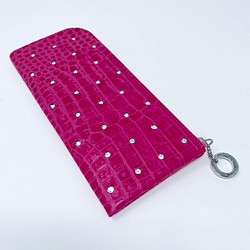 定番長財布AF-507 クロコスワロ  ツツジです。綺麗なやや濃いめのピンクツツジ色の濃淡染めです。 1枚目の画像