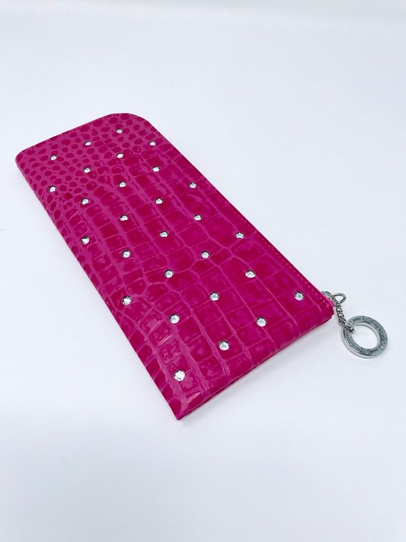 定番長財布AF-507 クロコスワロ  ツツジです。綺麗なやや濃いめのピンクツツジ色の濃淡染めです。 1枚目の画像