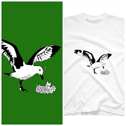 Tシャツ　エディズデイズ〜ウサギのエディ　チンチラと鳥 1枚目の画像