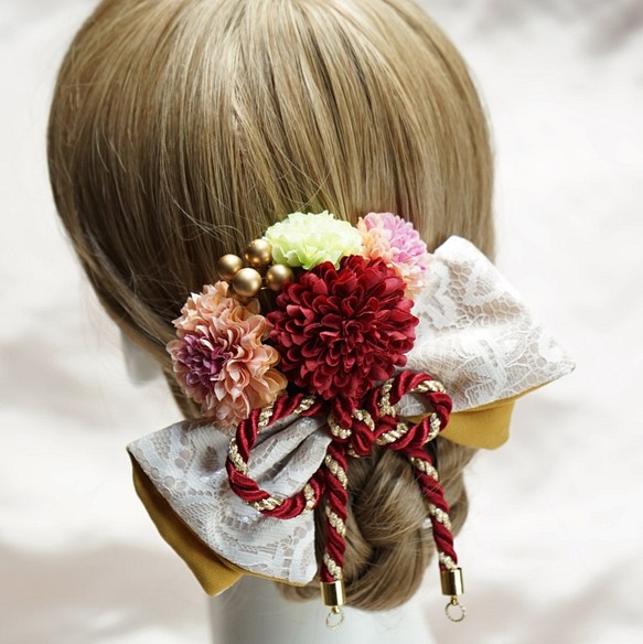 日本現代絲帶髮飾[婚禮畢業典禮/成人和服/日本和服頭飾] 第1張的照片