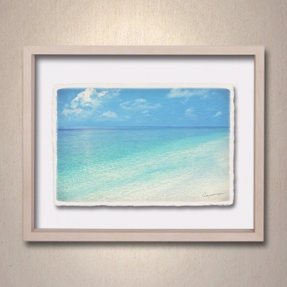おしゃれな和紙の立体アートフレーム「珊瑚礁の波打際」(32x26cm) 1枚目の画像