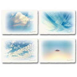 和紙のポストカード「空と雲x4枚セット」 アート フォト インテリア 壁飾り 壁掛け おしゃれ 絵 絵画 ポスター 1枚目の画像