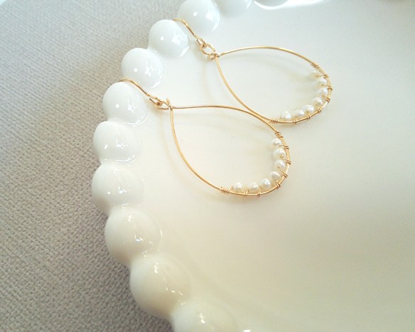14kgf【jewelry series】drop×淡水パール(white) 1枚目の画像