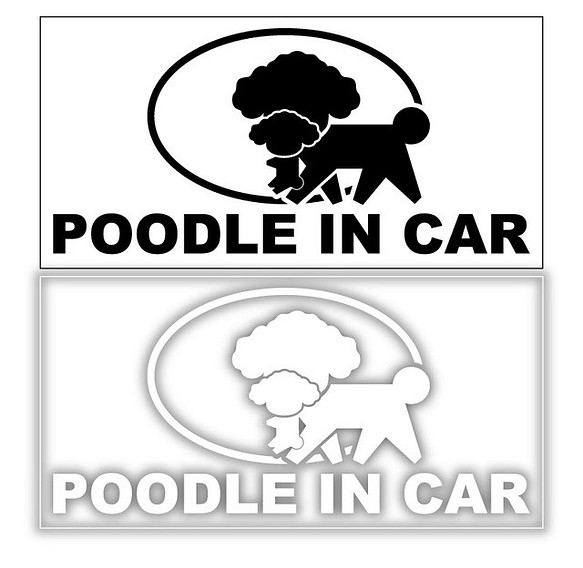 POODLE IN CAR ステッカー/003 1枚目の画像