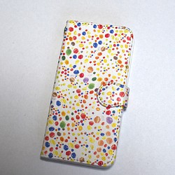 ◯彩色圓點圖案白色◯原始插圖iPhone筆記本型保護套◯智能手機保護套◯ 第1張的照片