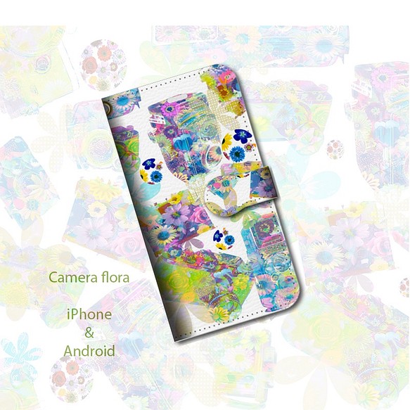 手帳型iPhoneケース/CAMERA/flora-green 1枚目の画像