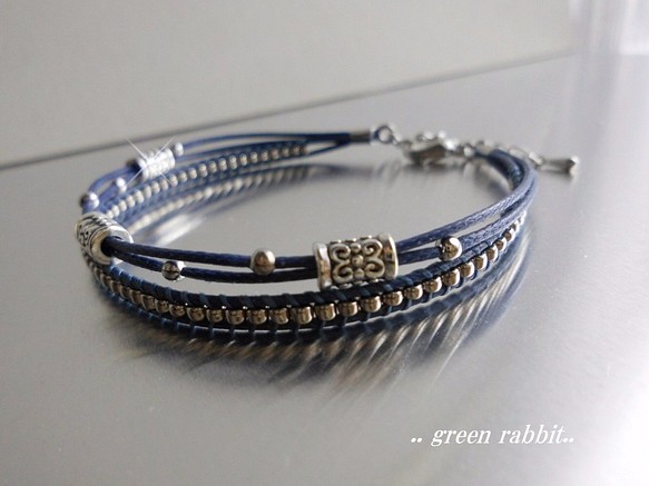 新着 セール価格 ロンデル×シルバービーズ2連 cord bracelet