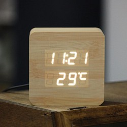Wood  medium square clock  ナチュラル×ホワイト 1枚目の画像