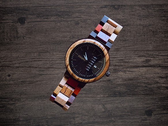 Wooden colorful Watch for men 1枚目の画像