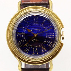 【新作】GENSO 夜明け プルシャンブルー ローマ数字文字盤SS 紺青とゴールドカラーの腕時計 1枚目の画像