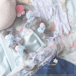 *Pink×Blueフルールシュフティ*　髪飾り　花飾り　袴　振袖　和装　ウェディング　ヘア　ブルー　青　アジサイ　花　 1枚目の画像