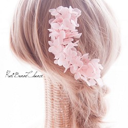髪飾り～本物ピンク紫陽花のふんわりヘッドドレス～　アジサイ　 1枚目の画像