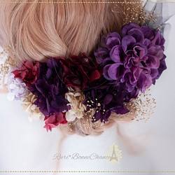 Autumn Fleur Collection＊03　着物　袴　花　振袖　髪飾り　卒業式 　成人式　和　前撮り　紫 1枚目の画像