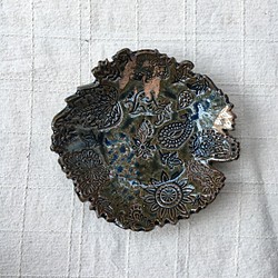 インドのウッドブロック模様の小鉢(ブルー） 1枚目の画像