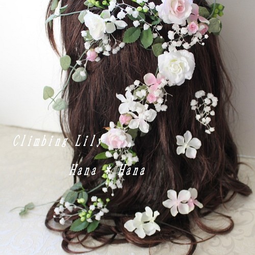 ラプンツェルヘア ヘッドドレス、髪飾り、ヘアパーツ +花冠 