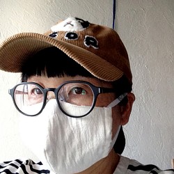 播州織二重ガーゼ＋クリーム色ガーゼ立体マスク 1枚目の画像