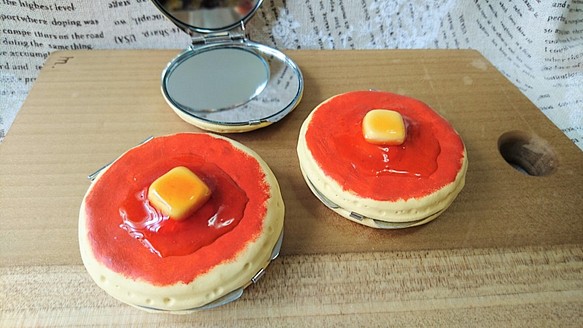 パンケーキのコンパクトミラー　ホットケーキ　鏡 1枚目の画像