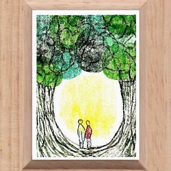 世界有名な まぼろし森に立つ樹 水彩画 (size15x20)原画 絵画 