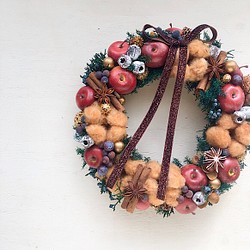 コットンとリンゴのウィンターリース/クリスマス　NAORI　cw19-2　　　　 1枚目の画像