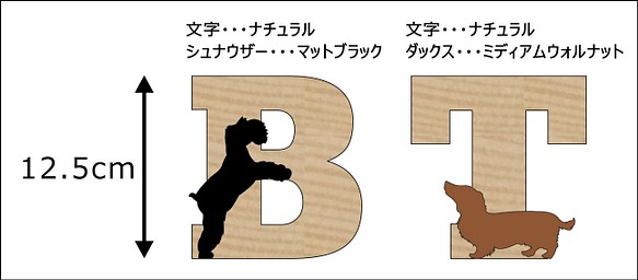 Q様注文分☆犬と猫が遊ぶ木製文字「BT」 1枚目の画像