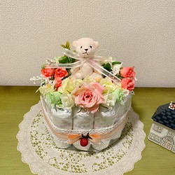 オムツケーキ cuty pink 　出産祝いに 1枚目の画像