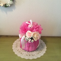 オムツケーキ mini dark pink　　出産祝いに 1枚目の画像