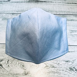 息がしやすい 大きめサイズの立体布マスク ダンガリー ブルー 1枚目の画像