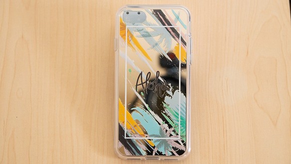 アロハ スマホケース　iPhone Android ミラーケース ネイティブ柄　ゴールド 1枚目の画像