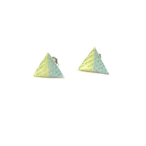 三角ピアス（黄緑・水色） 1枚目の画像