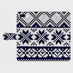 冬季限定　雪柄ニット　模様編みパターン　（ネイビー）7plus/8plus/11pro/11pro　MAX 1枚目の画像