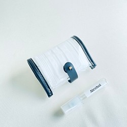 新作 ビニールポーチ　マスクケース　PVC＆本革　BLACK　コンパクトサイズ（受注生産） 1枚目の画像