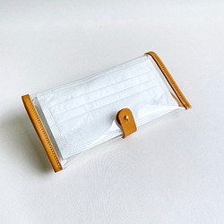 ビニールポーチ　マスクケース（国内製造）　PVC　本革　(クリアー） 1枚目の画像