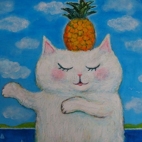 油絵 「海辺の猫」 手描き 原画 | housecleaningmadison.com