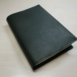 文庫本サイズ・ゴートスキン・ブラック・一枚革のブックカバー・0291 1枚目の画像