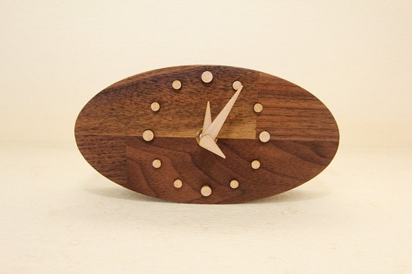 木の時計＜ウォールナット集成材＞・置き時計wnc-199　木製時計 1枚目の画像