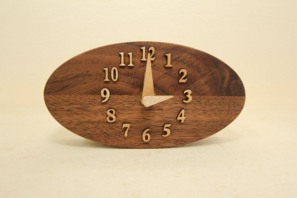 木の時計＜ウォールナット集成材＞・置き時計wnc-194　木製時計 1枚目の画像